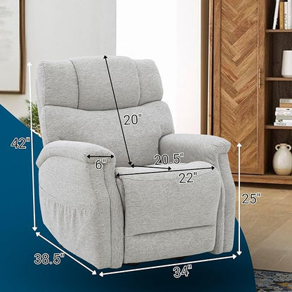 Power Lift Recliner Chair for Elderly - Electric Powered Recliner with Zero Gravity, 360 lbs Capacity, Extended Leg Support, USB, Supportive Design for Seniors, Light Gray