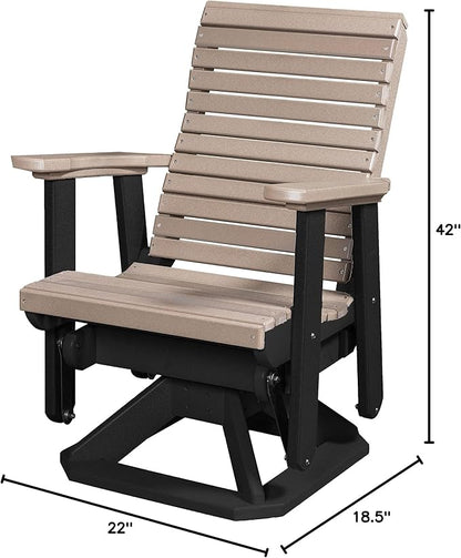 DutchCrafters Modern Horizontal Slat High Back Poly Glider Chair Outdoor Patio Furniture (Black & Weatherwood)