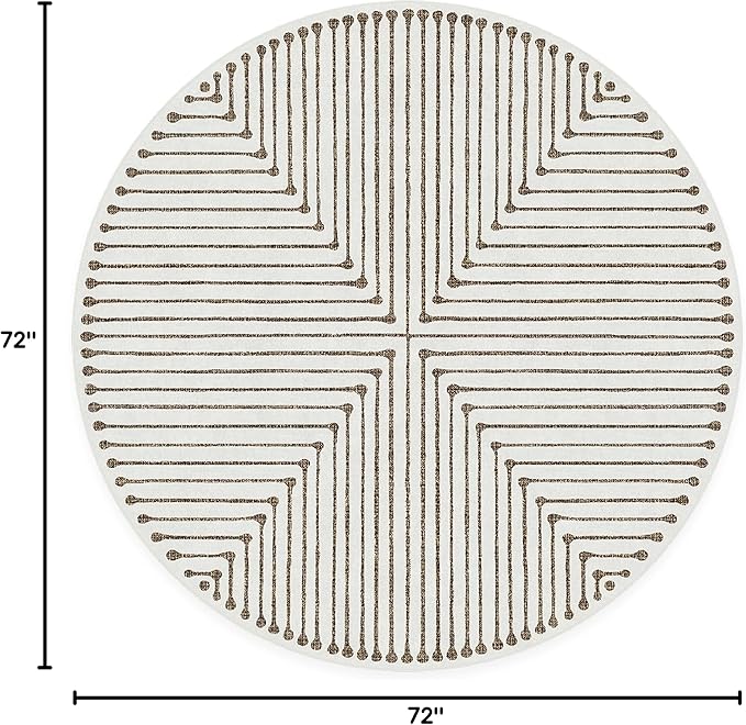 RUGGABLE x Jonathan Adler Machine Washable Area Rug – Inkdrop Camel & Ivory 6 ft Round, Stain-Resistant, Non-Slip – Medium Rugs for Living Room, Bedroom, Hallway, Entryway & Office–with Standard Pad
