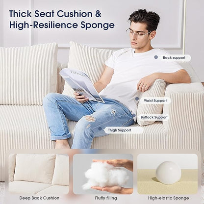 KINGYES 107'' Modular Sectional Sofa, L Shaped Cloud Couch for Living Room, Modern Boneless Sofa with Chaise for Bedroom, Beige