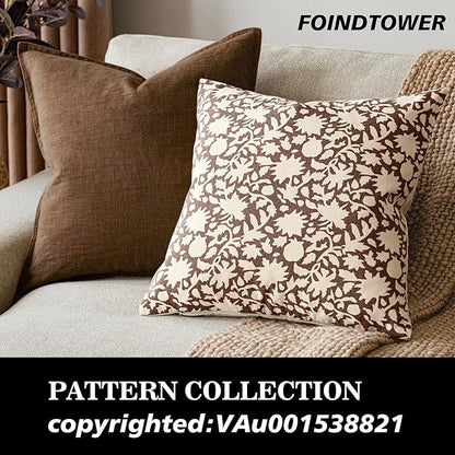 Foindtower Set of 2 Decorative Neutral Floral Throw Pillow Covers Accent Farmhouse Cushion Covers Boho Vintage Pillowcase for Couch Sofa Bedroom Living Room Home Decor,24×24 Inch,Brown