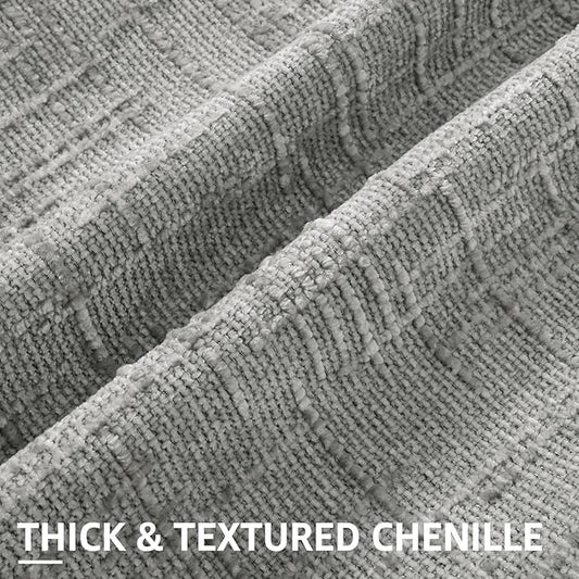 decorUhome Neutral Grey Chenille Throw Pillow Covers 16x16 Set of 2 Thick Textured Slubby Couch Pillow Covers Farmhouse Accent Modern Neutral Decorative Pillow Cases for Bed Sofa Living Room