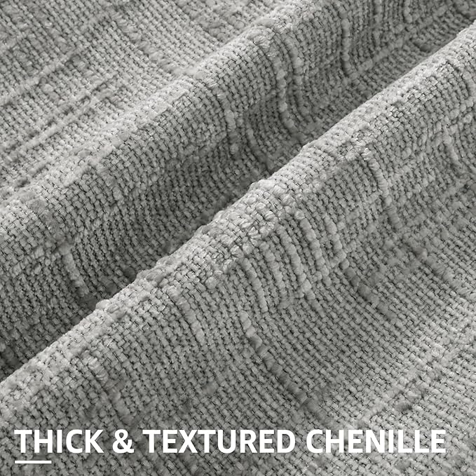 decorUhome Neutral Grey Chenille Throw Pillow Covers 26x26 Set of 2 Thick Textured Slubby Couch Pillow Covers Farmhouse Accent Modern Neutral Decorative Pillow Cases for Bed Sofa Living Room