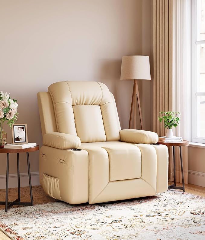 GarveeHome Oversized Wide Power Lift Recliner Chair - Heat and Massage, PU Leather, Adjustable Back and Legs, Electric Lift Chair Designed for The Elderly and People with Mobility impaired