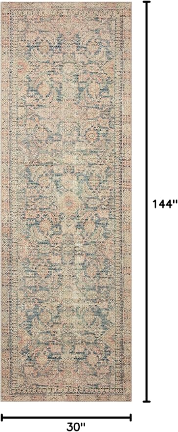 Loloi Angela Rose Aubrey Collection AUB-01 Navy/Multi 2'-6" x 12'-0", .19" Pile Height, Runner Rug