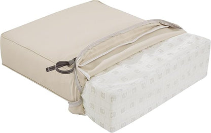 Classic Accessories Montlake Water-Resistant 25 x 25 x 5 Inch Outdoor Seat Cushion, Durable Patio Furniture Cushion with Straps,Antique Beige, Outdoor Cushion Cover