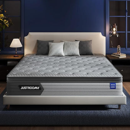 Firm King Size Mattress 12 Inch Hybrid King Mattress with Gel Memory Foam-Cooling Ice Silk Top, Support&Back Pain Relief, Individual Pocket Spring, CertiPUR-US Certified Mattress in a Box
