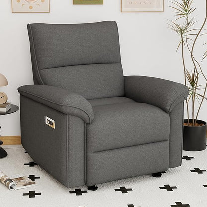 Power Lazy Boy Recliner Chair, Zero Wall Hugger Nursing Recliner for Living Room with USB Port, Lazy Recliners Chair for Adults, Reclining Armchair for Small Space/Bedroom/Apartment(Dark Gray)