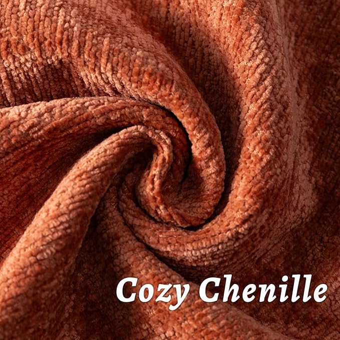 Burnt Orange Fall Decorative Throw Pillow Covers 12x20 Inch Set of 2 Cozy Soild Chenille Cushion Cases Soft Textured Lumbar Couch Pillows Cover Boho Accent Farmhouse Pillowcases for Bed