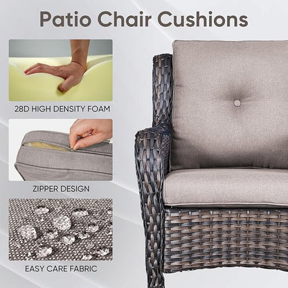 Patio Chair Cushions 5 Packs - Outside 22x24 High Back Water-Resistant Cushion with Zipper Cover for Outdoor Glider Rocking Chairs Loveseat 3-seat Couch Sofa – Grey/Buckle