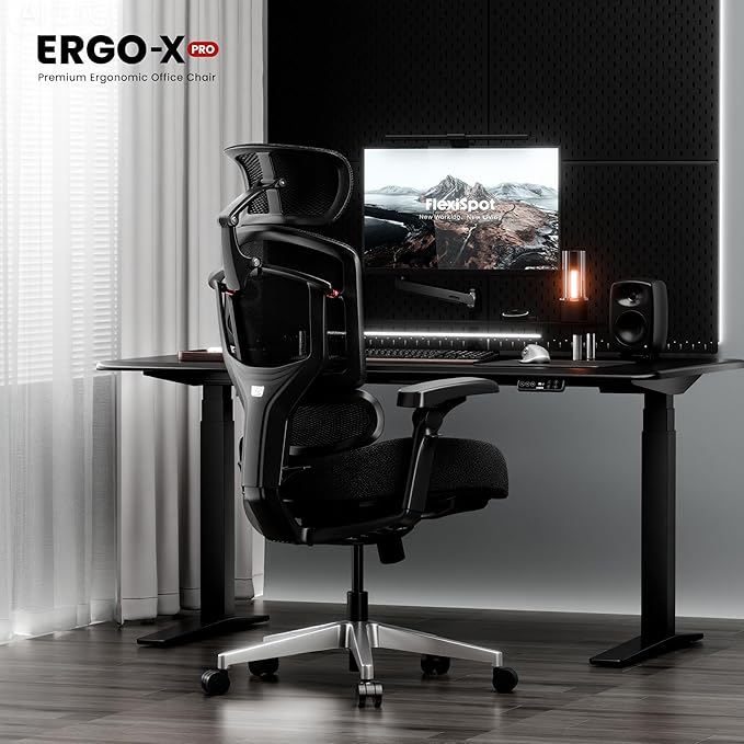 FLEXISPOT ErgoX-PRO Ergonomic Office Chair with Footrest Black – Cloudtech Cushion, 5D Lumbar, 7D Armrests, 4D Headrest, 551LBS Capacity – Office, Gaming, Home