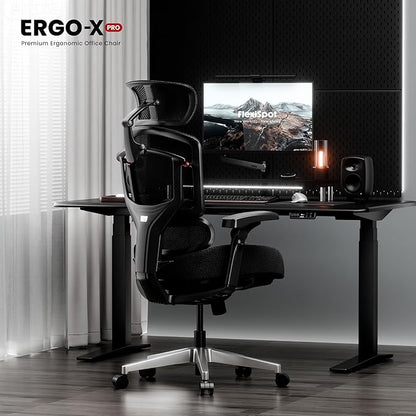 FLEXISPOT ErgoX-PRO Ergonomic Office Chair with Footrest Black – Cloudtech Cushion, 5D Lumbar, 7D Armrests, 4D Headrest, 551LBS Capacity – Office, Gaming, Home