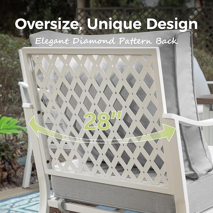 Patio Chairs Set of 2, Outdoor Sofa Chairs with Deep Seating and 5.5" Cushions, Steel Frame Porch Furniture for Lawn Backyard Deck, Light Grey
