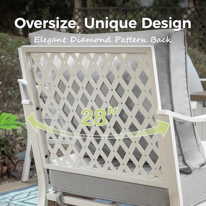 Patio Chairs Set of 2, Outdoor Sofa Chairs with Deep Seating and 5.5" Cushions, Steel Frame Porch Furniture for Lawn Backyard Deck, Light Grey