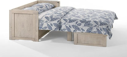 NIGHT & DAY Furniture Murphy Cube Cabinet Bed Pre-Assembled (Antique White, Queen)
