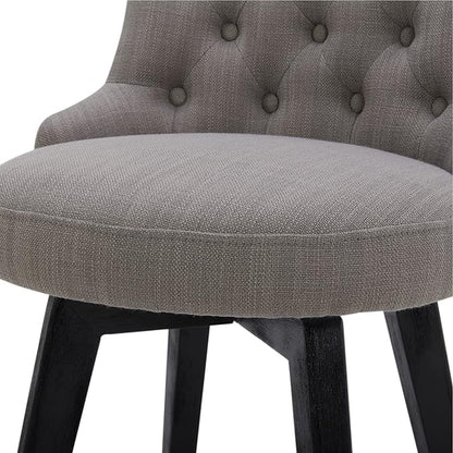 Watson & Whitely Modern Swivel Bar Stools, Performance Fabric Upholstered Counter Height Bar Stool with Back, Solid Wood Legs, 26" H Seat, Set of 2, Flint Grey