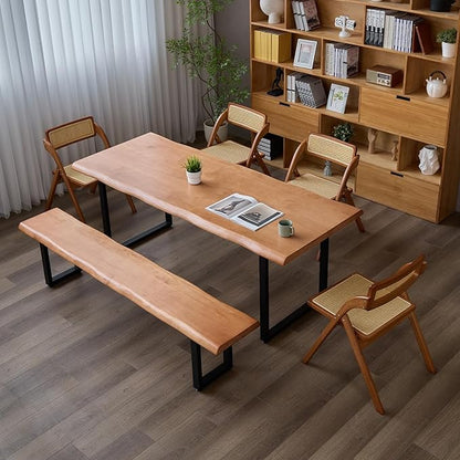 Stylish Solid Wood Office Desk with Sturdy Metal Base - Durable Multi-Size Executive Computer & Dining Table - Perfect for Home Office & Work Environments (Brown, 70.87in)