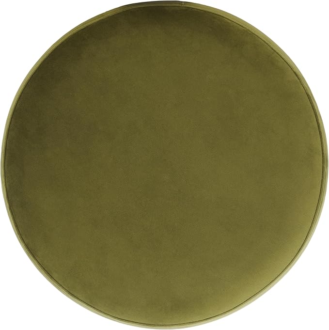 SAFAVIEH Couture Collection Elsworth Olive Green Velvet/Brass Ottoman Foot Stool (Fully Assembled)