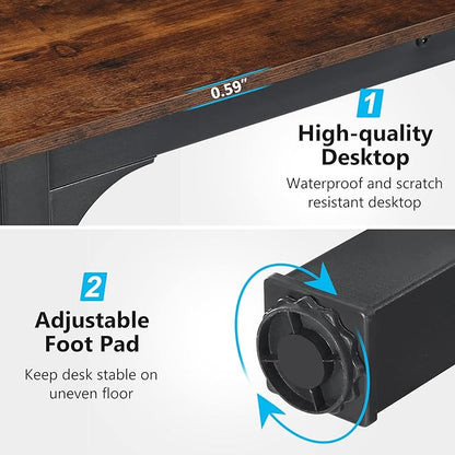 Tribesigns 78.7 Inches Extra Long Computer Desk 2 Person Desk, Double Long Desk, Workstaion for Home Office, Brown+Black