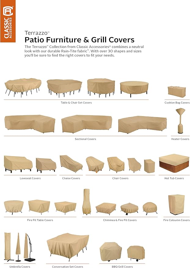 Classic Accessories Terrazzo Water-Resistant 104 Inch Patio Bench/Loveseat Cover, Outdoor Bench Cover