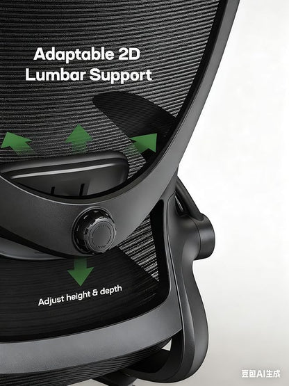 Marsail Ergonomic Office Chair with Adjustable Lumbar Support, 3-Way PU Armrests & Breathable Mesh for Home Office and Gaming