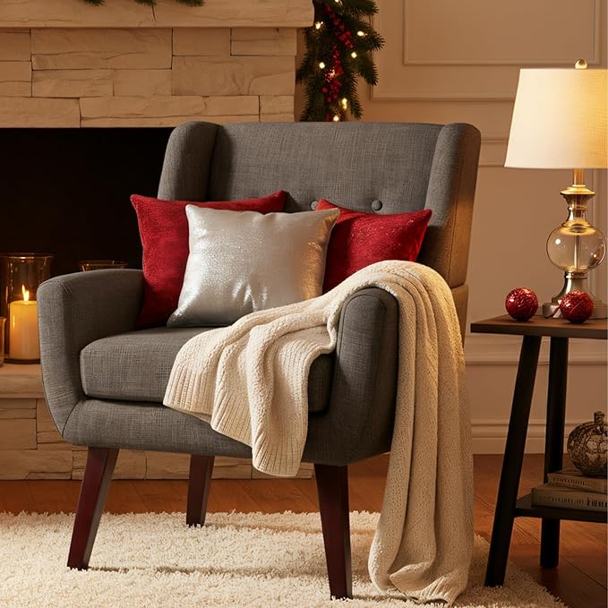HUIMO Accent Chair Living Room Chair, Upholstered Button Tufted Armchair, Linen Fabric Sofa Chairs for Bedroom, Living Room, Mid Century Modern Comfy Reading Chair (Grey)