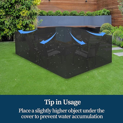 Easy-Going Patio Furniture Cover Waterproof Outdoor Rectangular Table Cover with Seal Tape at Seams (84" L x 44" W x 23" H, Black)