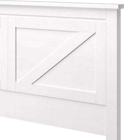 Glenwillow Home Farmhouse Style Wood Panel Headboard in Gloss White - Full Size