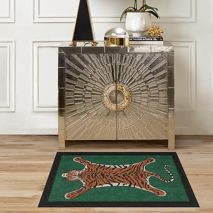 RUGGABLE x Jonathan Adler Machine Washable Modern Area Rug – Tiger Emerald 2x3, Stain-Resistant, Non-Slip – Small Rugs for Living Room, Bedroom, Hallway, Entryway & Bathroom–with Cushioned Pad
