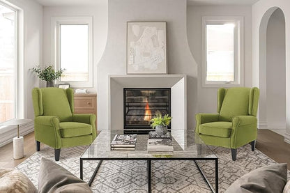 Accent Chair for Living Room Set of 2, High Back Reading Armchairs with Removable Seat Cushion, Mid-Century Single Couch in Fabric, Modern Ergonomic Wingback Chair for Bedroom,Club, Balcony