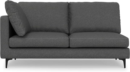 SIMPLIHOME Ava Corner Sectional Sofa in 100% Recycled Polyester Tightly Woven Performance Fabric, Pebble Grey, 102-inches Wide, Handcrafted Mid-Century Modern Style L-Shaped Couch for Living Room