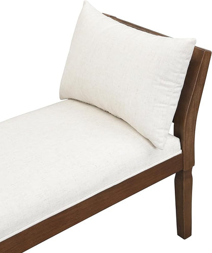 Christopher Knight Home Viko Farmhouse Wooden Living Room Ottoman Bench with Cross-back Detail, Upholstered End of Bed Ottoman with Armrest, Long Entryway Bench, Long Seating for Bedroom, Beige+Walnut