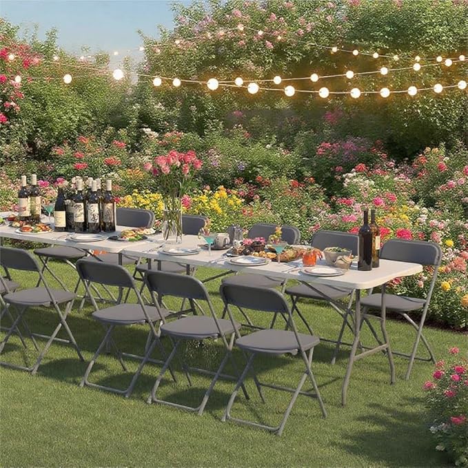 30 Pack Plastic Grey Folding Chairs,Portable Party Chairs Stackable Commercial Seats with Steel Frame for Office Home Outdoor Indoor Wedding Party Patio Dinning Events,350lbs Capacity