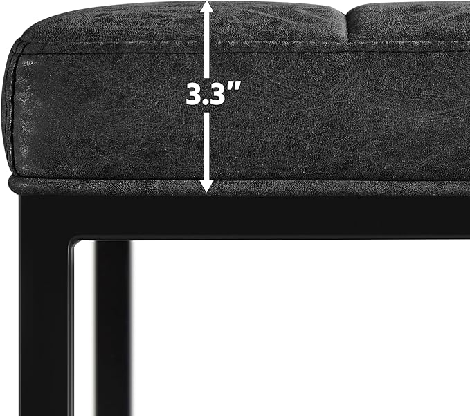 Yaheetech 24" Leather Bar Stools Set of 4, Kitchen Counter Height Bar Chairs Stools, for Kitchen Island, Dining Room, Black