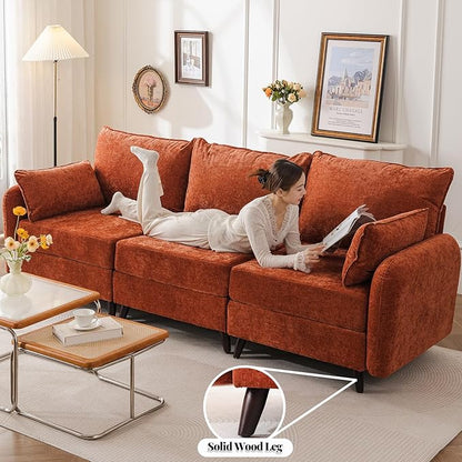 135'' Modular Sectional Sofa with All Seats Storage,Oversized 4-Seater Comfy Cloud Couches with Deep Seat,Big Couch for Living Room,Bedroom,Velet,Orange