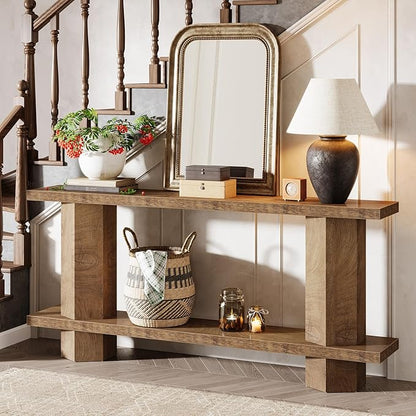Tribesigns 71-Inch Long Console Table for Entryway, Wooden Sofa Table Behind Couch, for Living Room, Hallway, Foyer, Burlywood