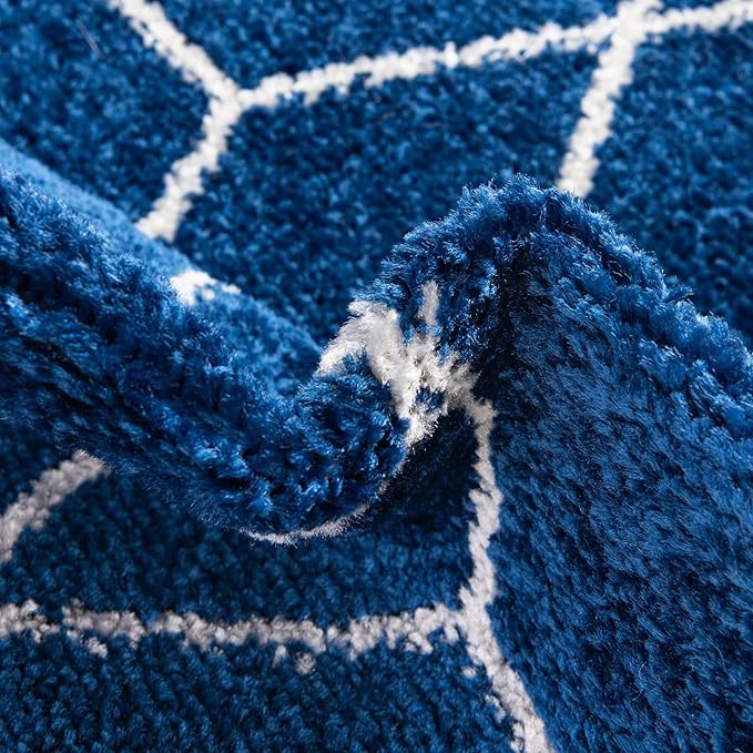 Unique Loom Trellis Frieze Collection Area Rug - Geometric (6' 1" x 9', Navy Blue/ Ivory)