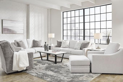 Signature Design by Ashley Maitelynn Contemporary Loveseat with Accent Pillows, Reversible Cushions and Sloped Arms, Light Gray