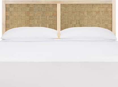 SAFAVIEH Home Collection Halvor Rattan King Size Headboard White Wash Frame & Natural Brown