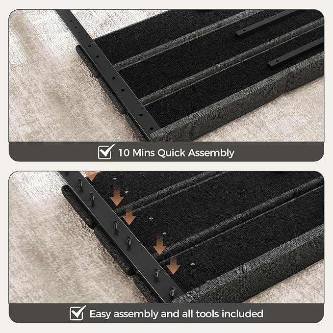 Full/Queen Size Upholstered Velvet Headboard, Adjustable Head Boards with LED Light & Charging Station, Bed Headboard Only, Attach Frame, Study & Comfortable, Ideal for Bedroom, Dorm, Black