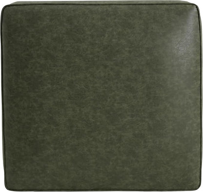 Christopher Knight Home Ellis Faux Leather Ottoman Footstool, Square Pouf Poufee Footrest Ottoman Large Seat, Modern Side Table for Living Room Bedroom Home Decor Gifts, Green