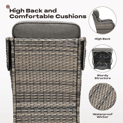 Rilyson Wicker Outdoor Patio Furniture Set - 8 Piece Patio Conversation Sets with Swivel Rocker Chairs, Ottomans, Sofa and Table, 6 inch Cushions, Deep Seating, for Porch Deck Mixed Grey/Grey