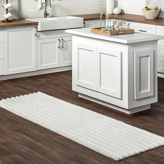nuLOOM 2'6" x 8' Cozy Plush Area Rug, Machine Washable, Non-Slip, Soft Fluffy Shag Carpet for Living Room Bedroom Kids Room Nursery Home Decor, Kai White