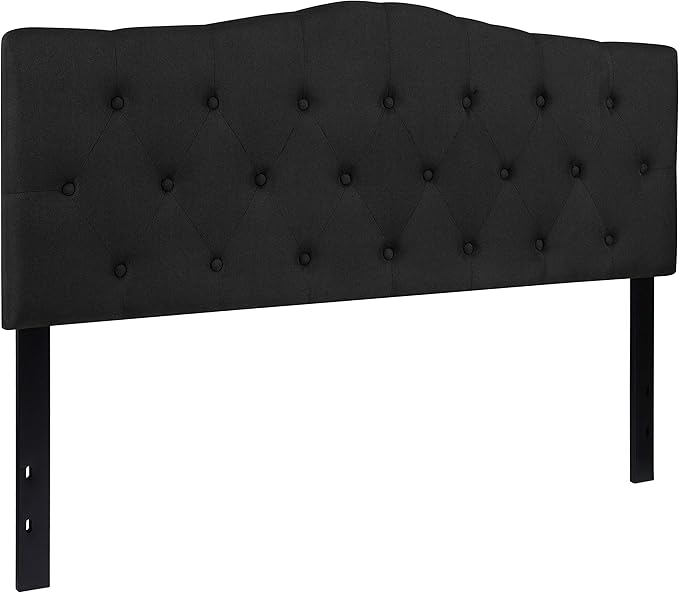 BizChair Tufted Upholstered Queen Size Headboard in Black Fabric