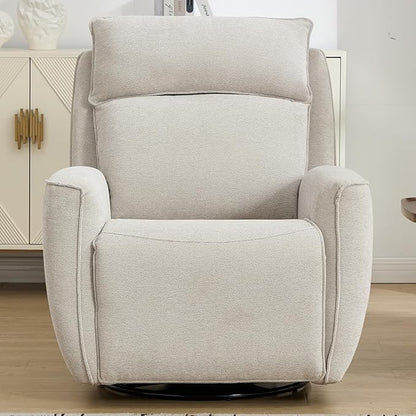 INZOY Nursing Rocking Chair Recliner, Swivel Rocker Recliner, Swivel Glider Rocking Recliners with Soft Backrest, Chenille Fabric Manual Reclining Sofa for Living Room Bedroom Apartment, Beige
