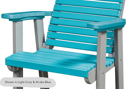 DutchCrafters Modern Horizontal Slat High Back Poly Outdoor Patio Chair (White & Aruba Blue)