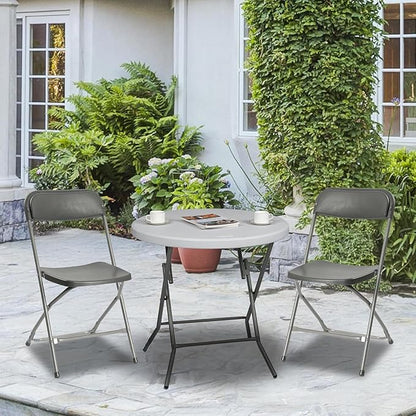 6 Pack Grey Heavy Duty Plastic Foldable Chair, Stackable Chairs with Reinfoced Steel Frame for Indoor and Outdoor, Wedding, Party, Restaurant, Meeting Room, Patio