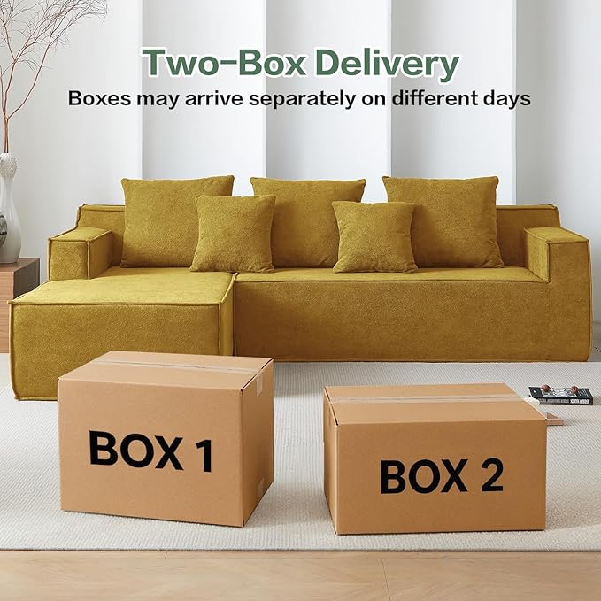 Boneless Couch for Living Room, 101" Modular Sectional Sofa Couches, L-Shape Sofa with Deep Seat, Comfy Cloud Sofa Velvet Fabric, No Assembly Required