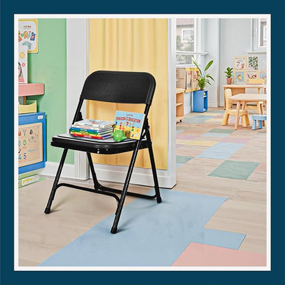 OEF Furnishings OEF800 Series Premium Heavy-Duty Plastic Folding Chairs, Lightweight, Durable Seating for Indoor and Outdoor Use, 500 lb Capacity (4-Pack, Black Plastic with Black Frame)