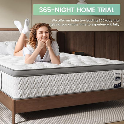 King Mattress 10 Inch, 5-Zone Deep Sleep Firm Mattress with Extra Lumbar & Shoulder Support, Hotel Collection Hybrid Mattresses Pain Relief - Fiberglass Free & No Odor - 365 Night Trial